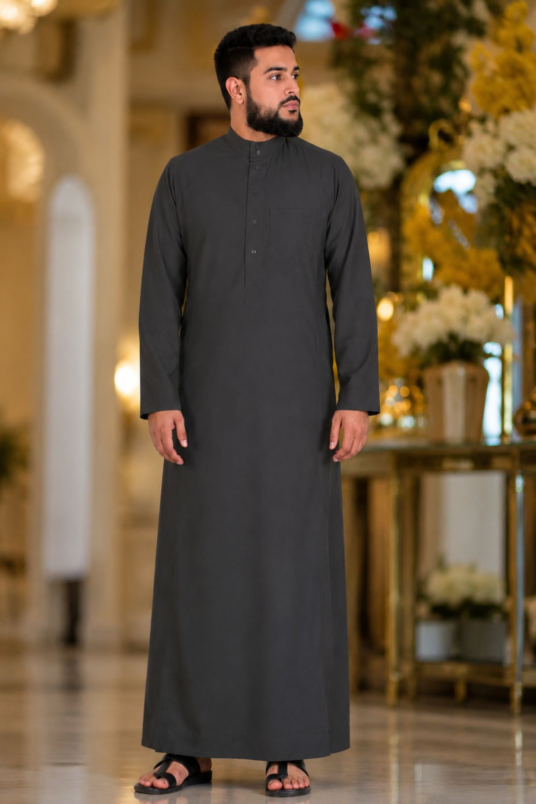 Solid Black Saudi Thobe – Elegant & Refined for All Occasions – ethobe